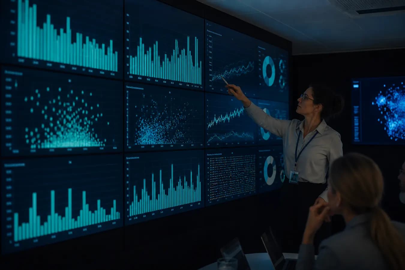 Clinical analytics wall showing trends used for study review