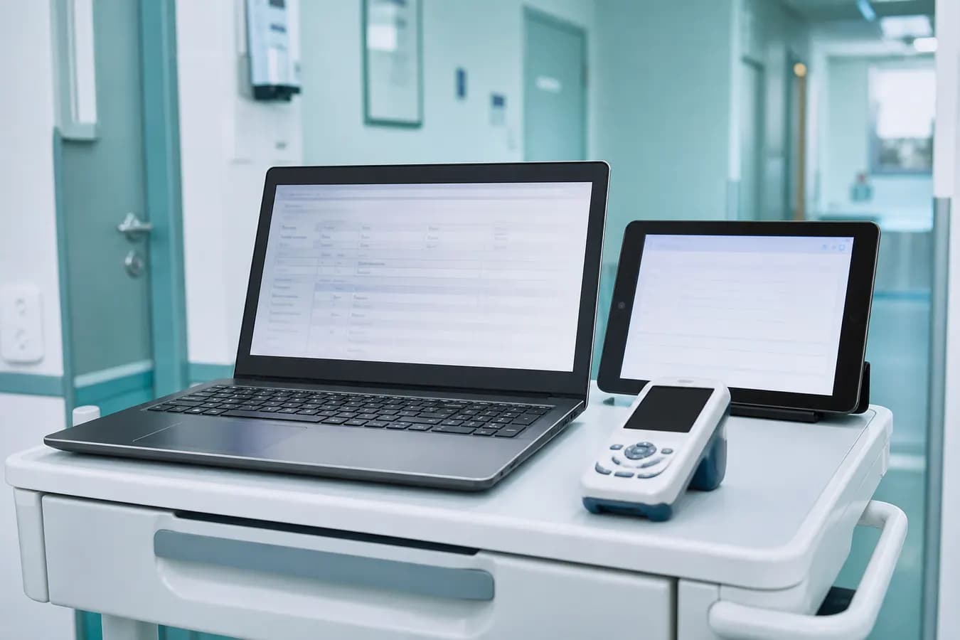 Trial technology cart with laptop and electronic data capture devices