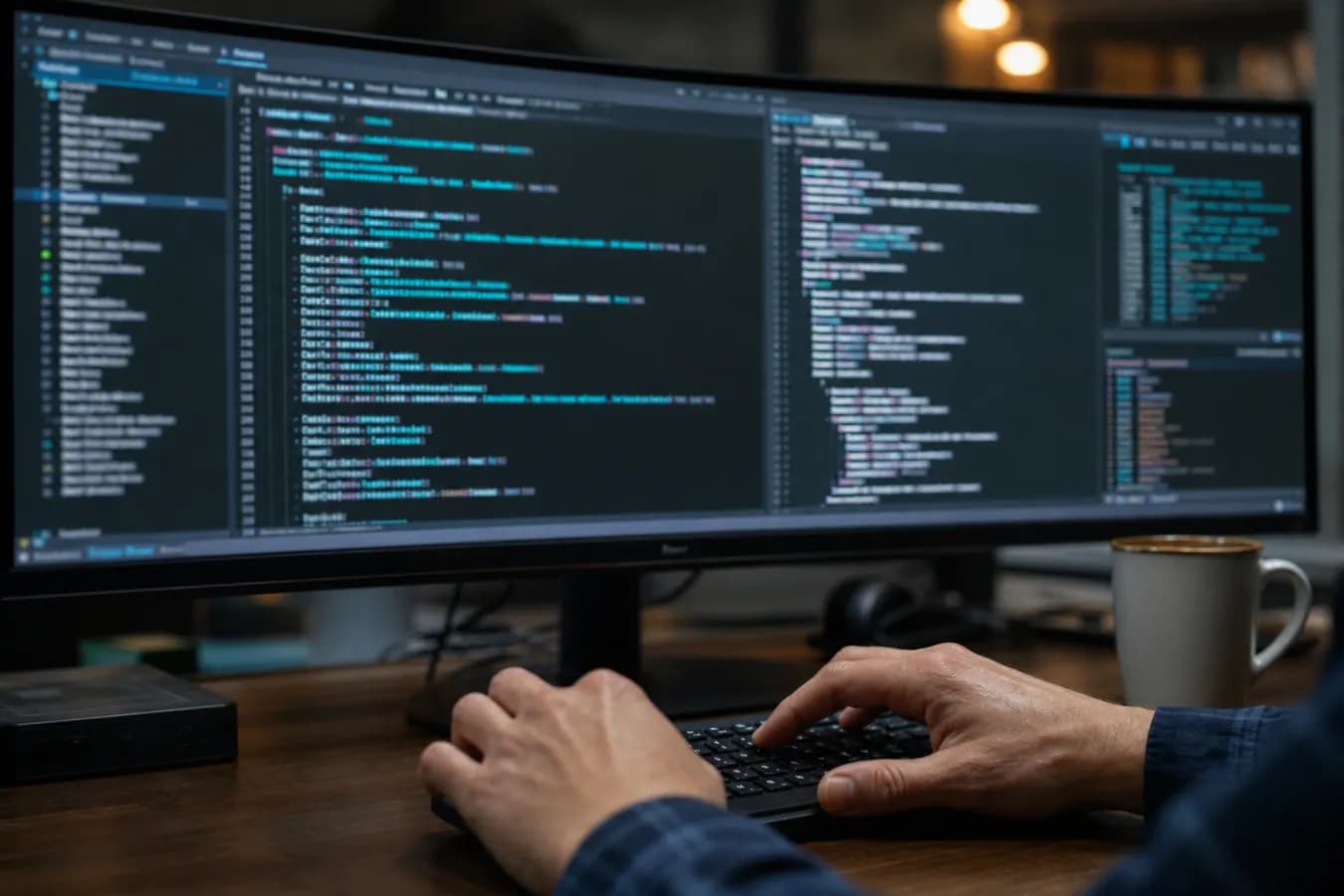 Statistical programmer working in a dark IDE on analysis datasets