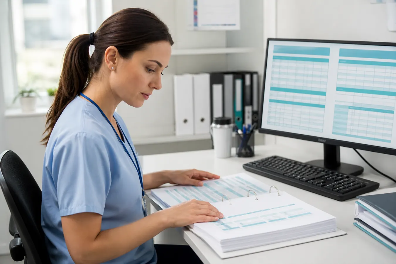 Clinical data specialist reviewing study records